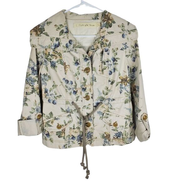 DAUGHTERS OF THE LIBERATION ANTHROPOLOGIE Lyonia Floral Utility Jacket Cargo - Picture 4 of 9
